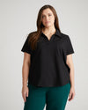 Varsity French Terry Polo Top - Black thumbnail 1