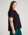 Varsity French Terry Polo Top - Black thumbnail 2