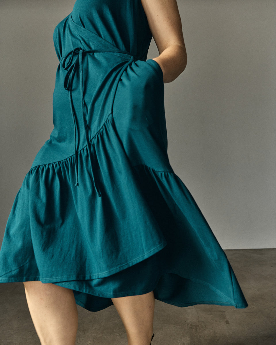 Tiered Twirl Wrap Dress - Ionian Blue Zoom image 4