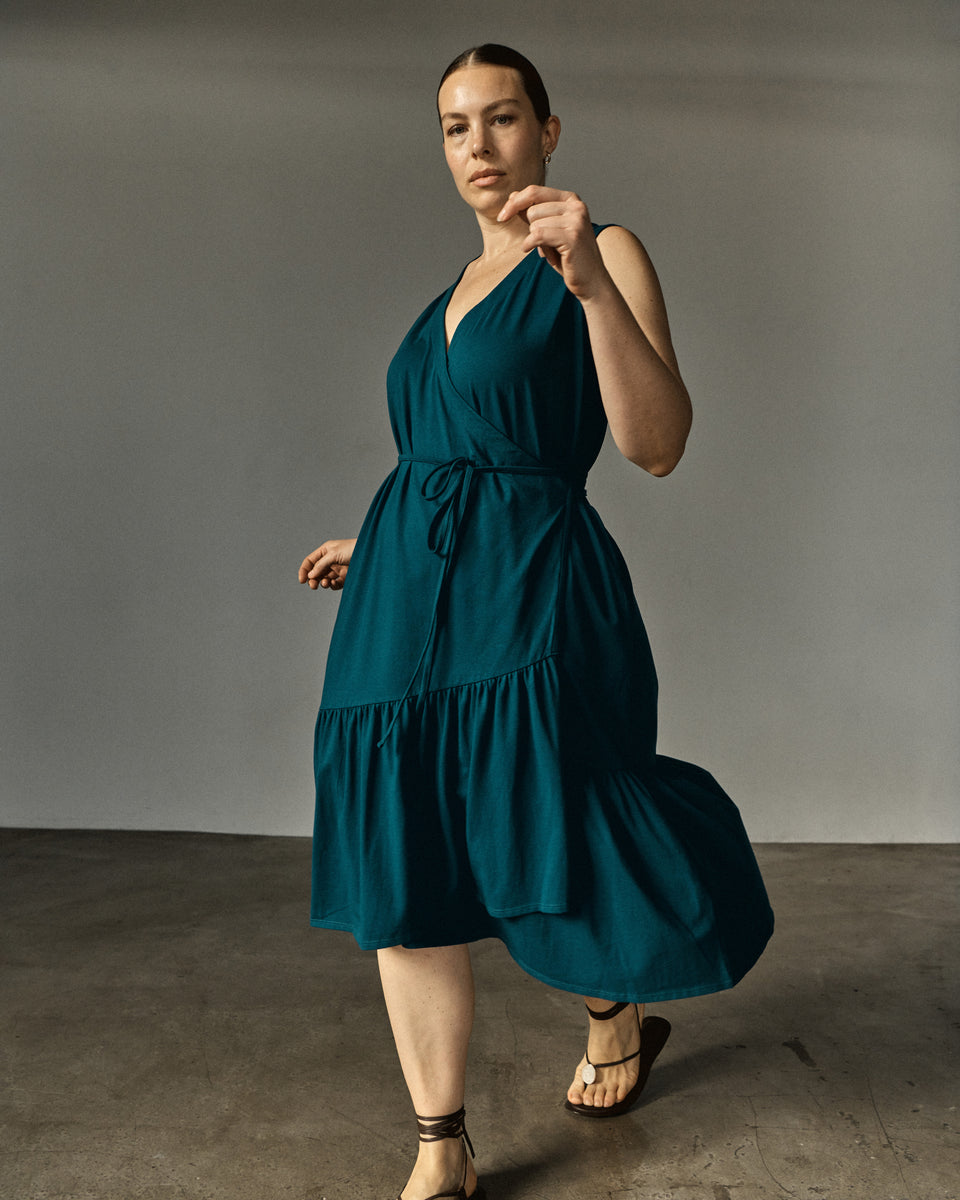 Tiered Twirl Wrap Dress - Ionian Blue Zoom image 2