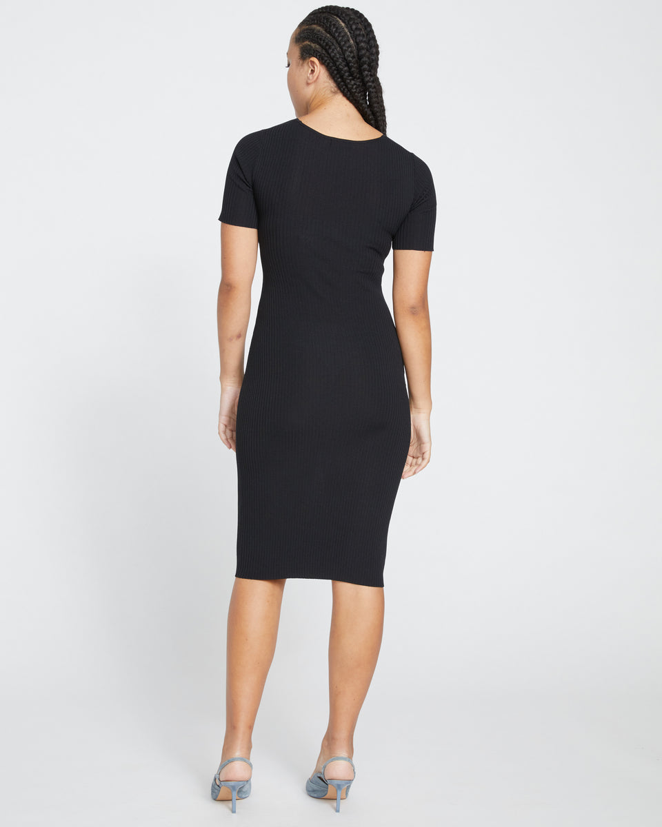 Twist Knit Dress - Black Zoom image 3