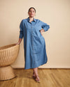 Odeon Stretch Cotton Chambray Shirtdress - Cove Blue thumbnail 0