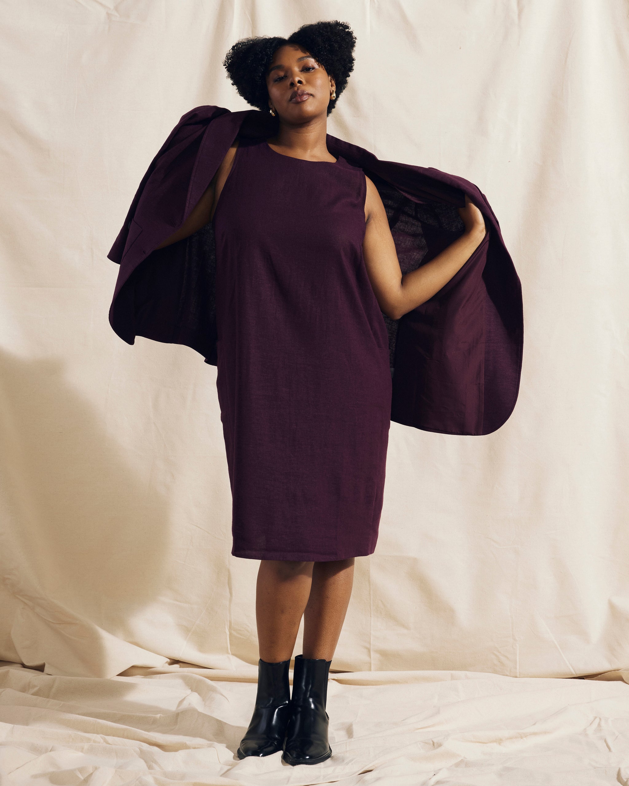 Terrace Linen Shift Dress - Acai Zoom image 0