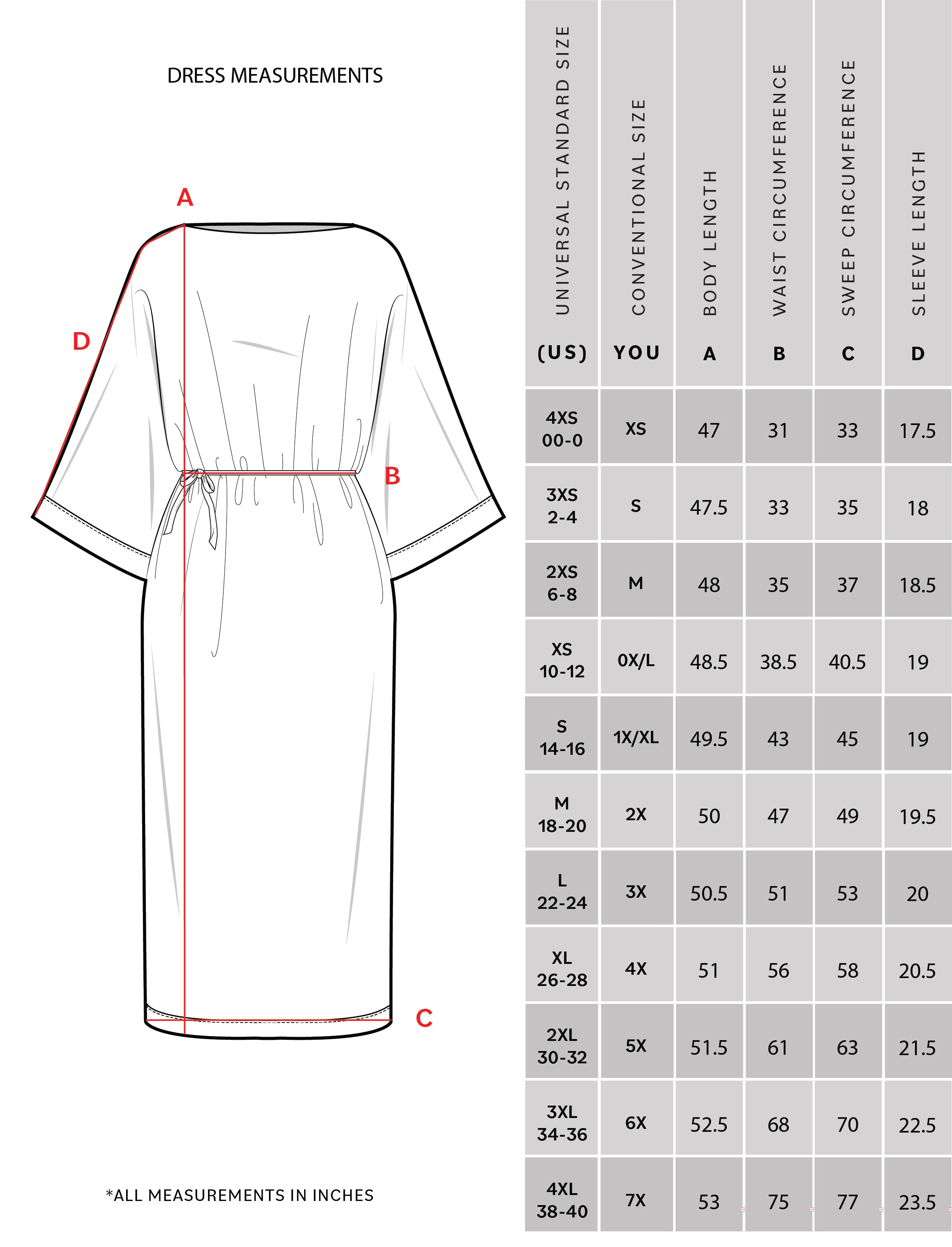 Lio Linen Dress - Ruby Red size chart