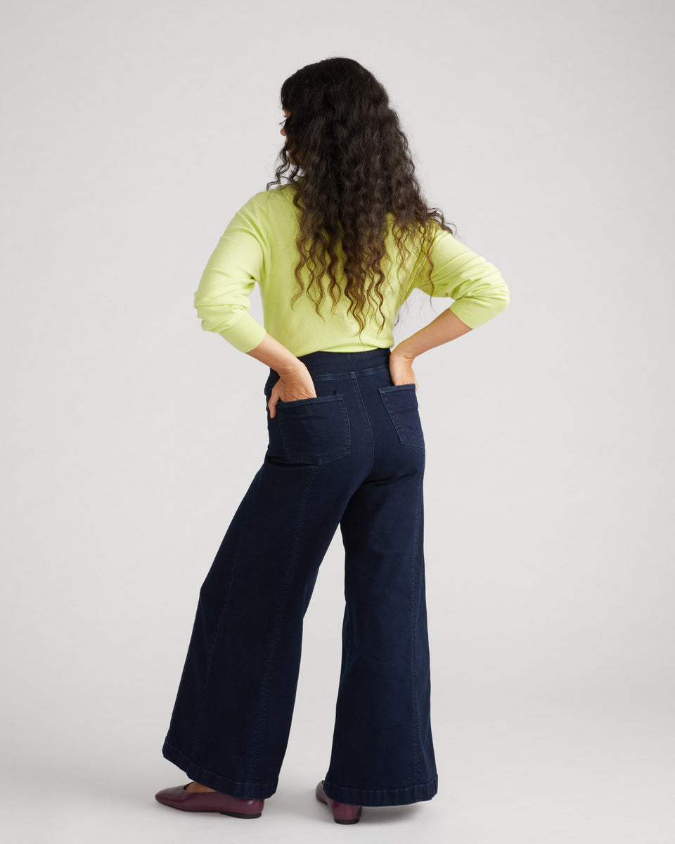 Olivia Pintuck Wide Leg Jeans - Dark Indigo Zoom image 2