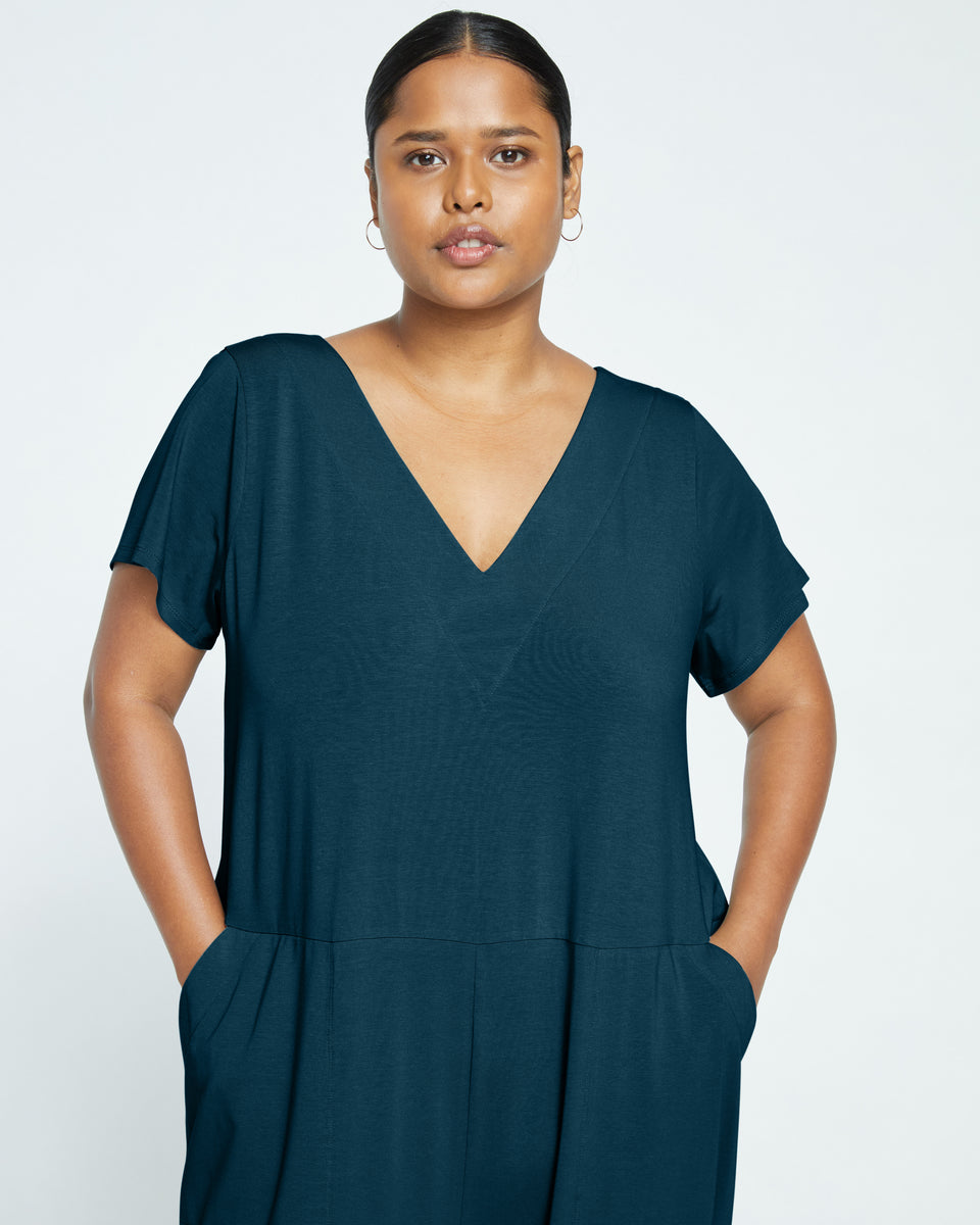 UltimateS Jemma V Neck Jumpsuit - Deep Sea Zoom image 1