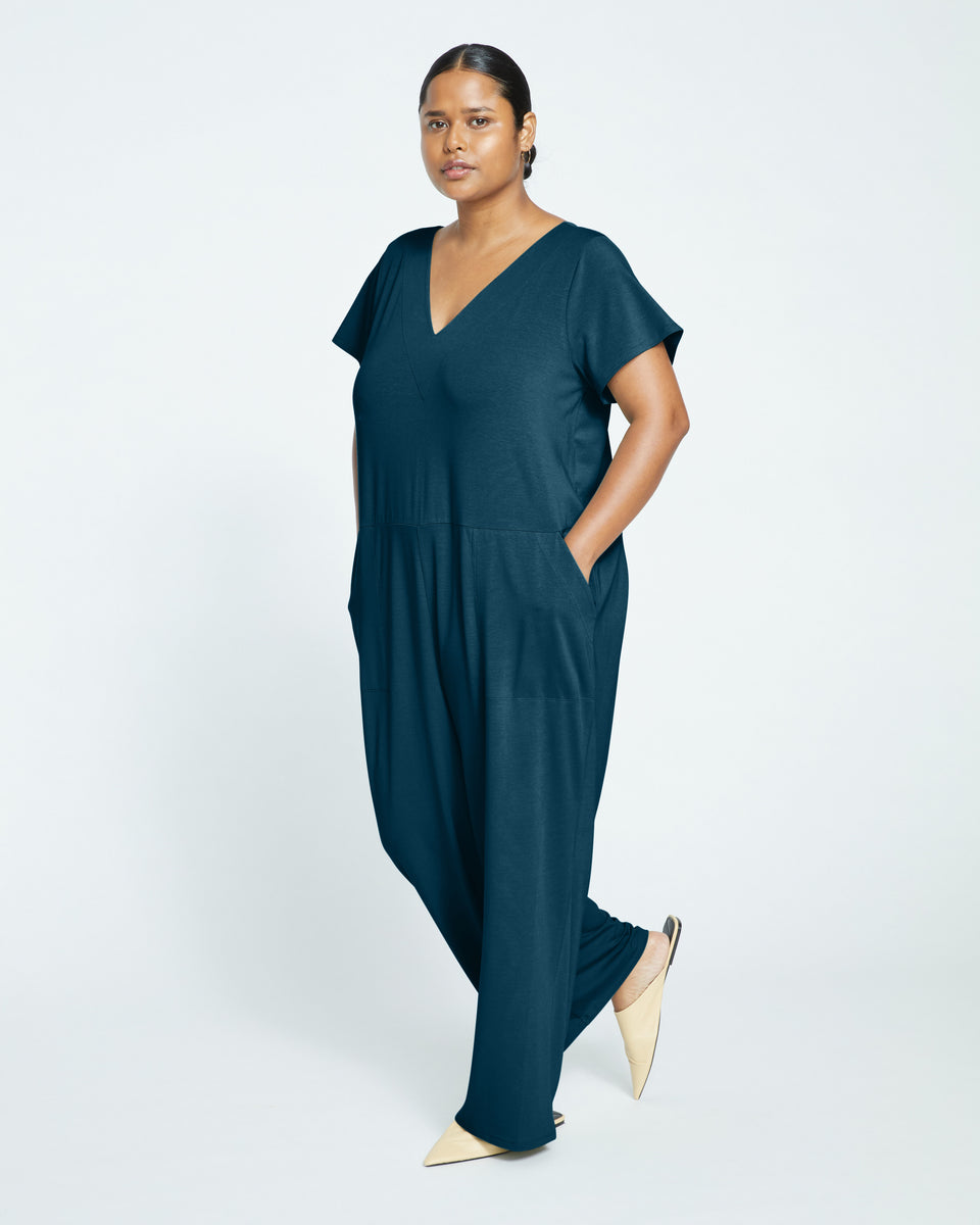 UltimateS Jemma V Neck Jumpsuit - Deep Sea Zoom image 2