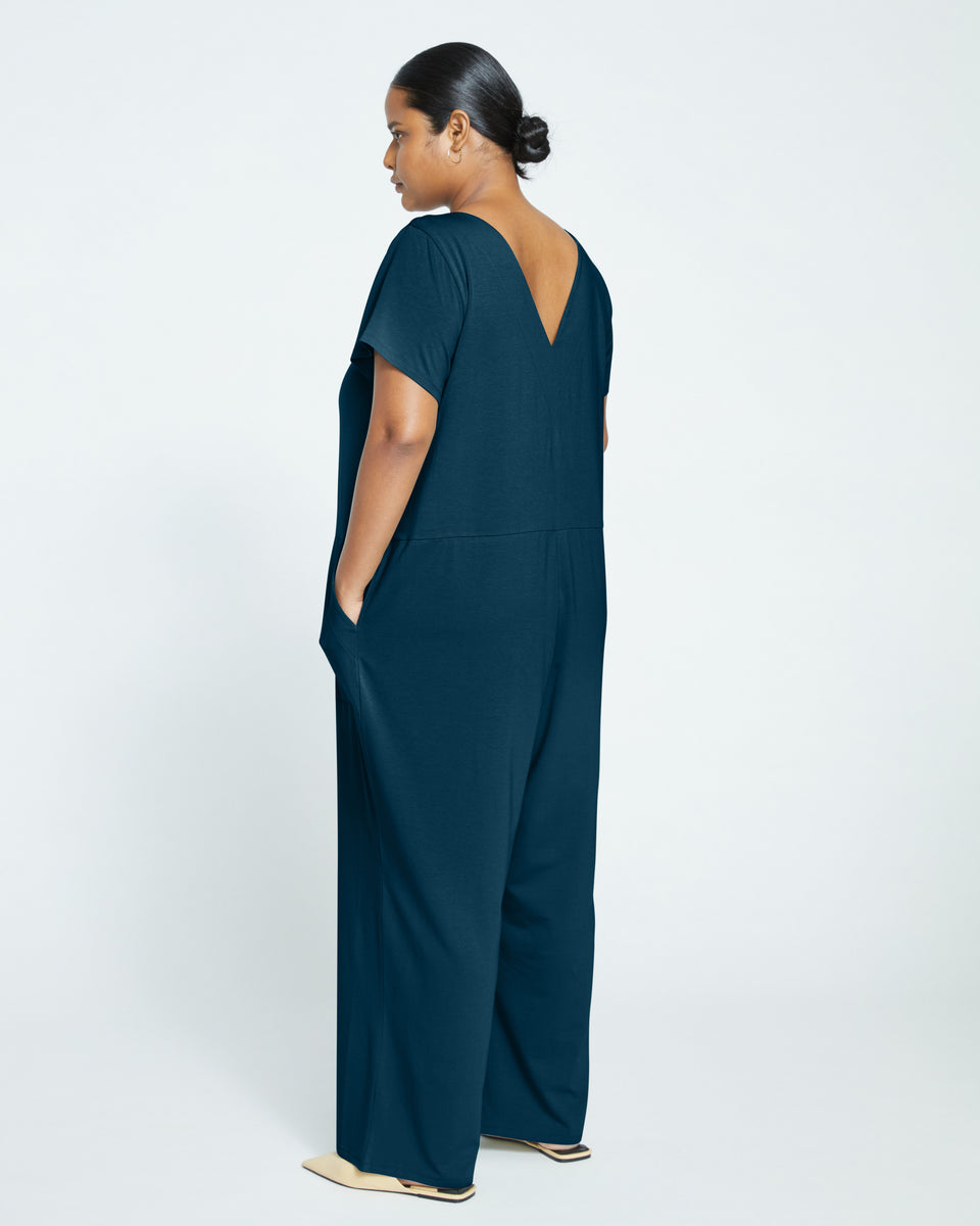 UltimateS Jemma V Neck Jumpsuit - Deep Sea Zoom image 3