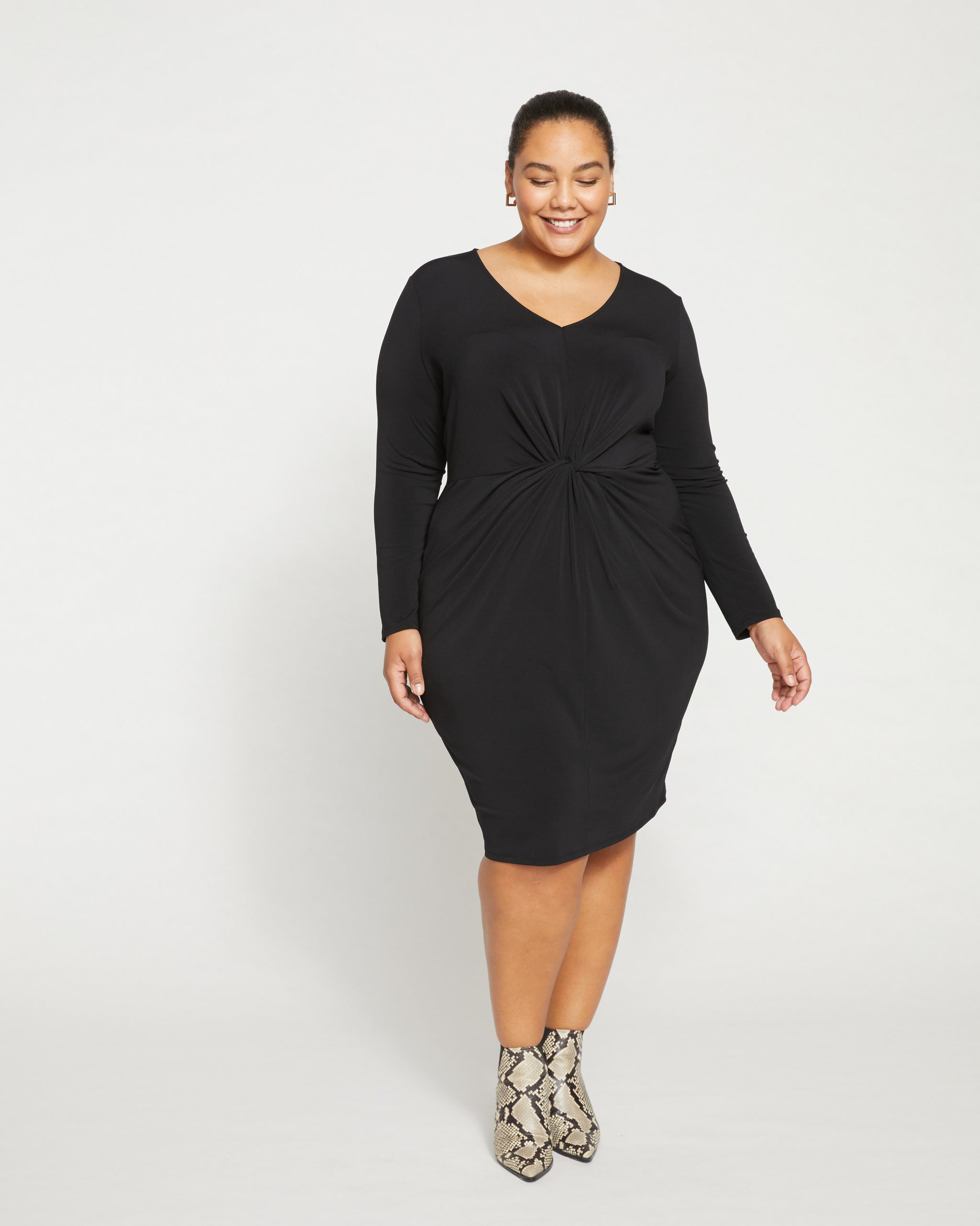 Velvety-Cool Jersey Twist Dress - Black | Universal Standard