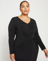 Velvety-Cool Jersey Twist Dress - Black thumbnail 1