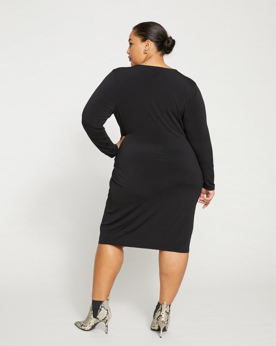 Velvety-Cool Jersey Twist Dress - Black Zoom image 3