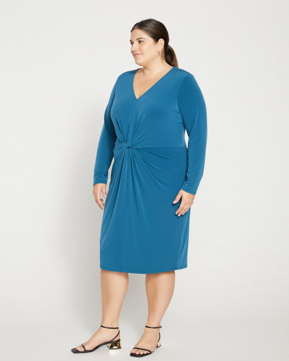 Velvety-Cool Jersey Twist Dress - Midnight Rain Zoom image 2