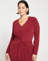 Velvety-Cool Jersey Twist Dress - Rioja thumbnail 1