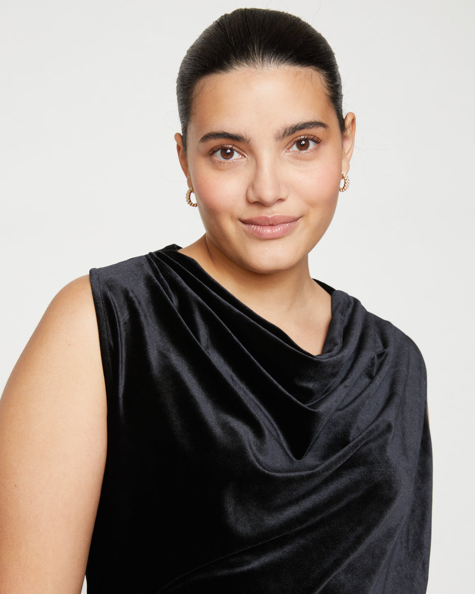 Waltz Velvet Cowl Tank Blouse - Black Zoom image 0