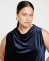 Waltz Velvet Cowl Tank Blouse - Moonstone Blue Velvet thumbnail 0