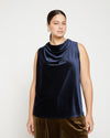 Waltz Velvet Cowl Tank Blouse - Moonstone Blue Velvet thumbnail 1