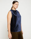 Waltz Velvet Cowl Tank Blouse - Moonstone Blue Velvet thumbnail 2