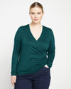 Liquid Jersey Two-Way Long Sleeve Cross Top - Forest Green thumbnail 1