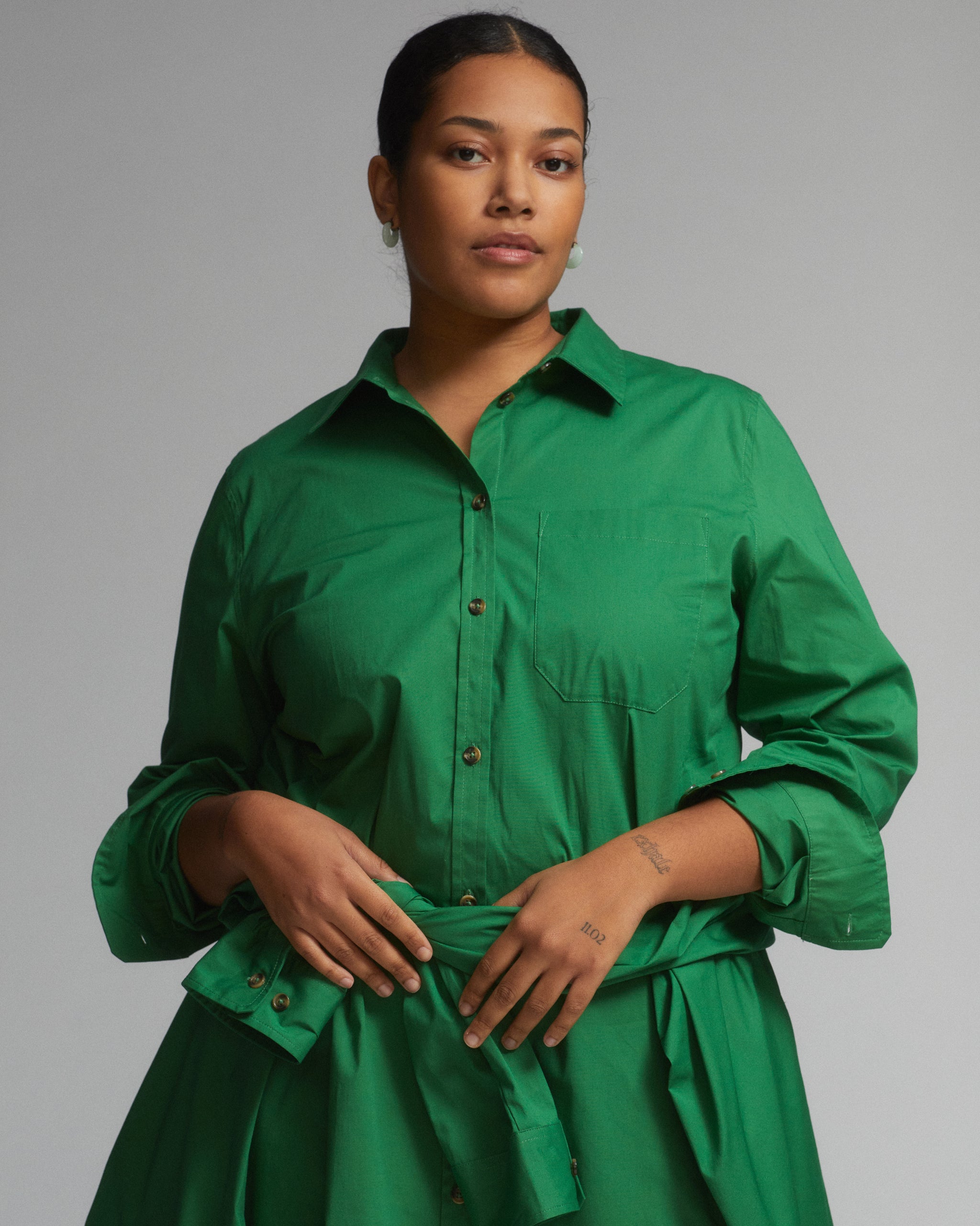 Odeon Stretch Poplin Shirtdress - Spearmint Candy | Universal Standard