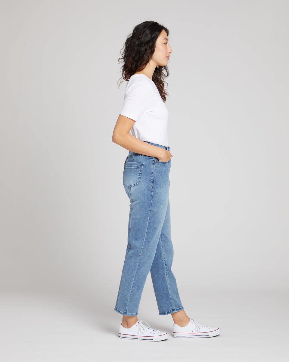 Whitney Super High Rise Seam Tapered Leg Jeans - Distressed Light Blue Zoom image 5