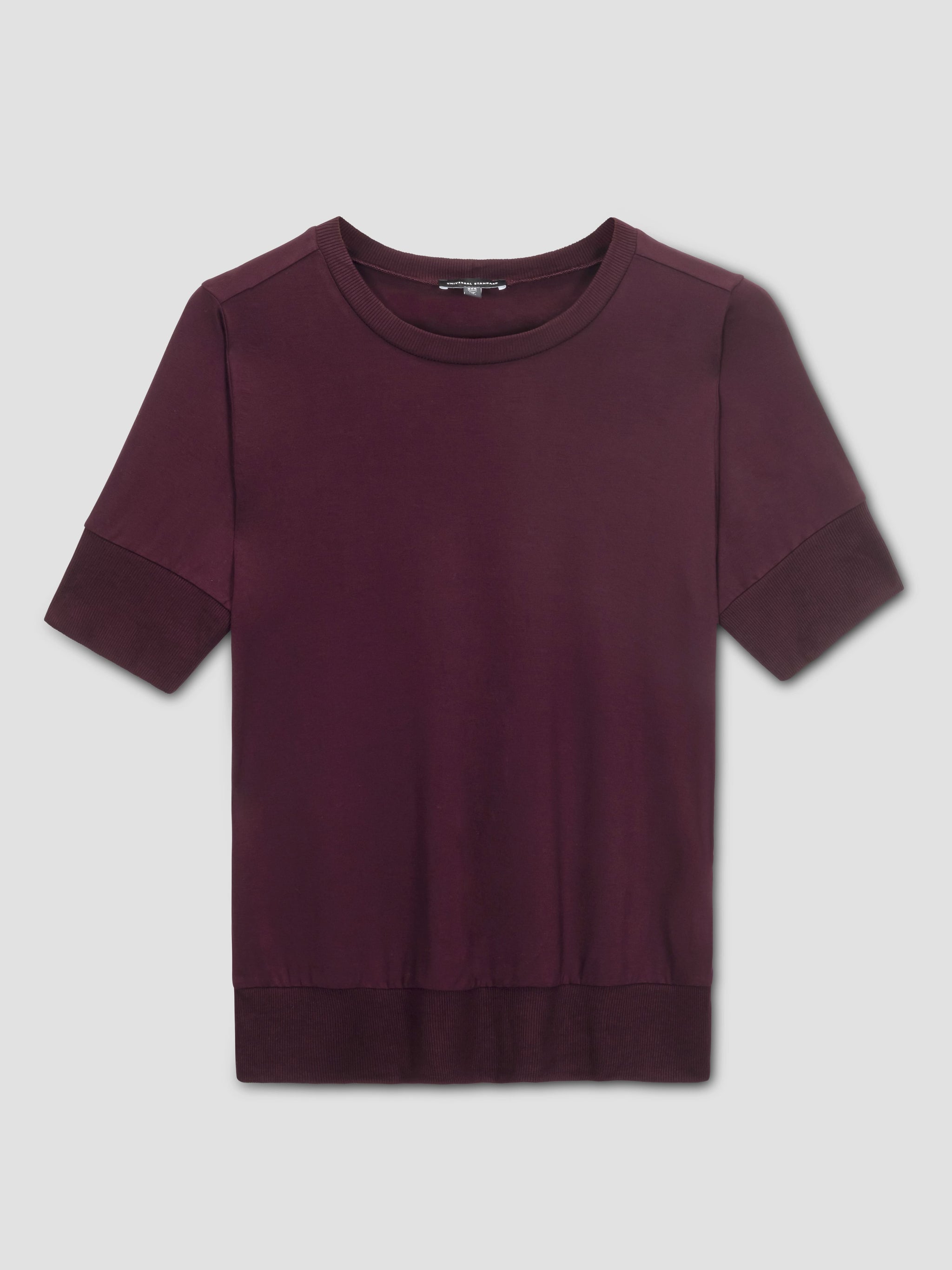 Aimee Liquid Jersey Rib Hem Tee - Black Cherry Zoom image 2