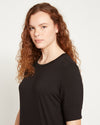 Aimee Liquid Jersey Rib Hem Tee - Black thumbnail 0