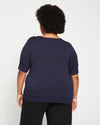 Aimee Liquid Jersey Rib Hem Tee - Midnight thumbnail 3