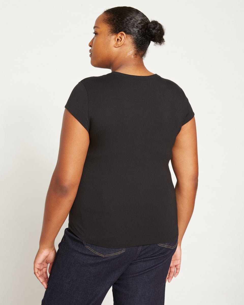 Ashley Cap Sleeve Tee - Black Zoom image 4