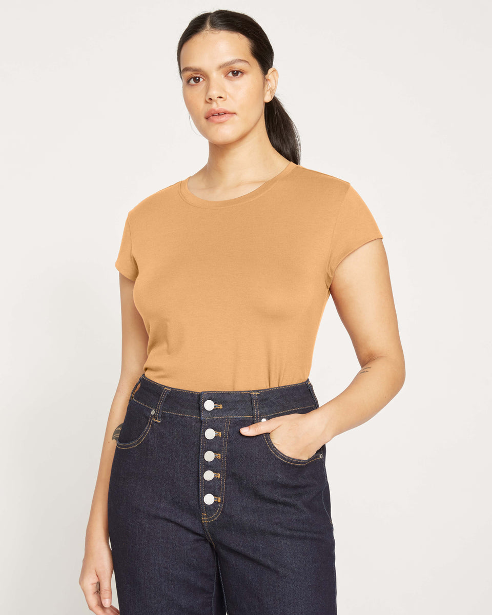 Ashley Cap Sleeve Tee - Caramel Zoom image 0