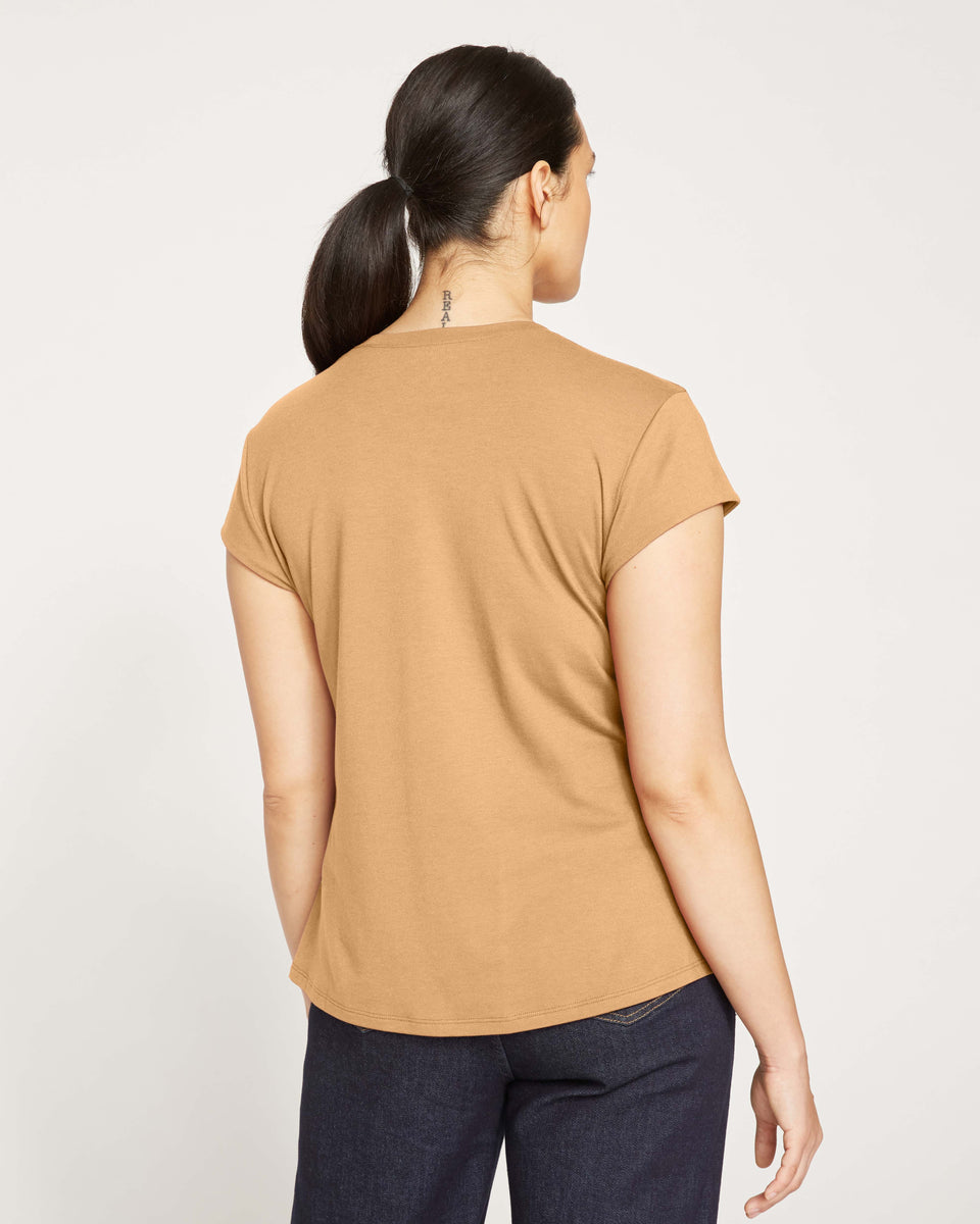 Ashley Cap Sleeve Tee - Caramel Zoom image 4