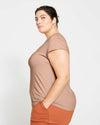 Ashley V Neck Cap Sleeve Tee - Mahogany Rose thumbnail 2