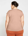 Ashley V Neck Cap Sleeve Tee - Mahogany Rose thumbnail 3