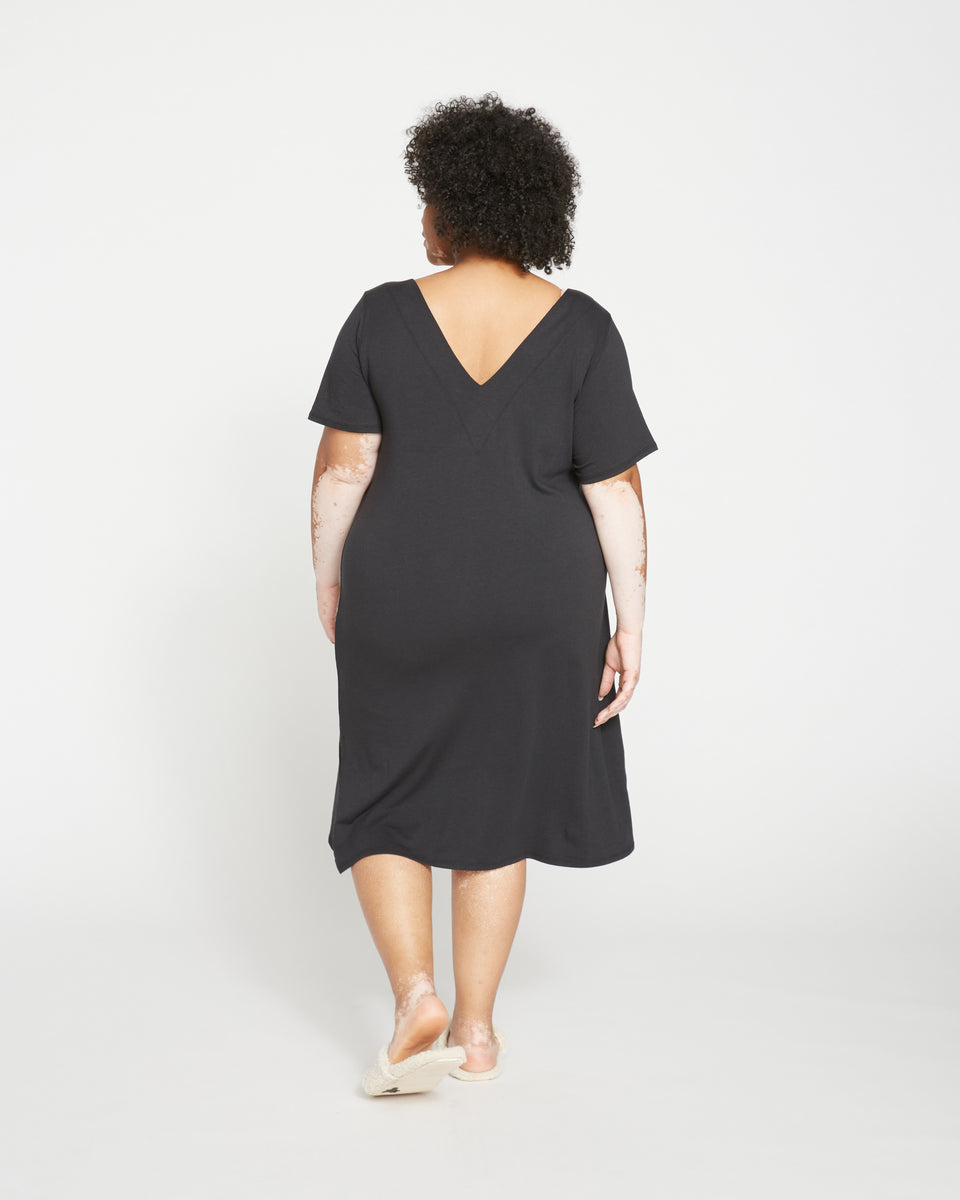 Aubrey V Neck Sleep Dress - Black Zoom image 3