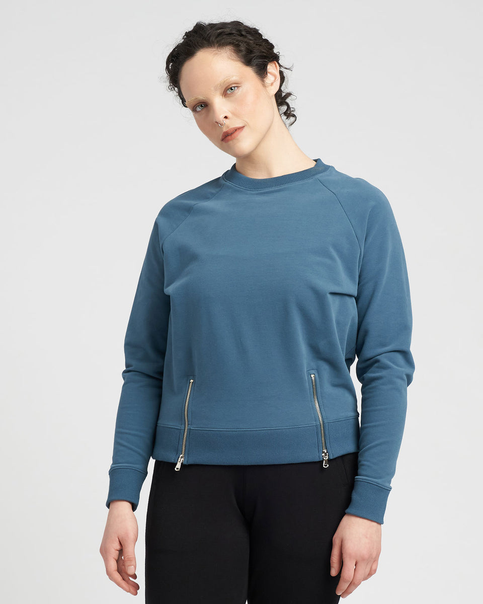 Peachy Terry Side Zip Pullover - Teal Zoom image 0