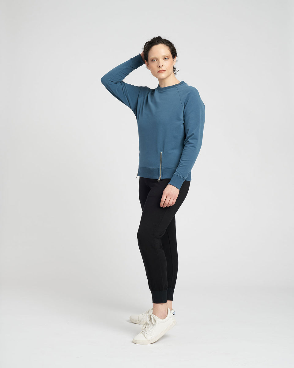 Peachy Terry Side Zip Pullover - Teal Zoom image 2