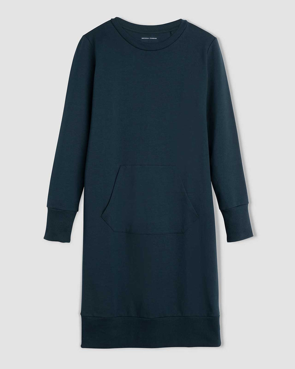 Classic Light Terry Sweatshirt Dress - Deep Sea Zoom image 2