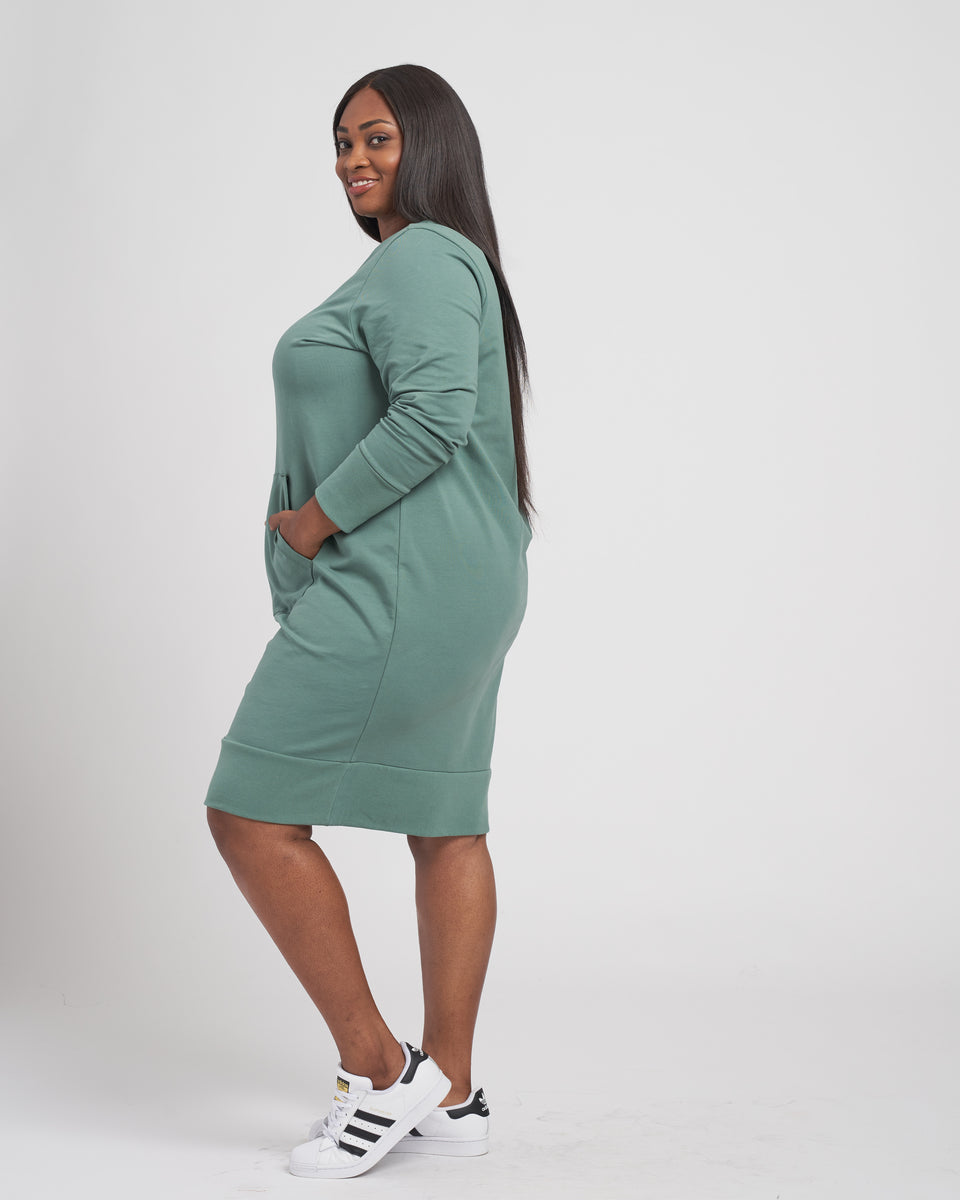 Classic Light Terry Sweatshirt Dress - Deep Aquamarine Zoom image 1