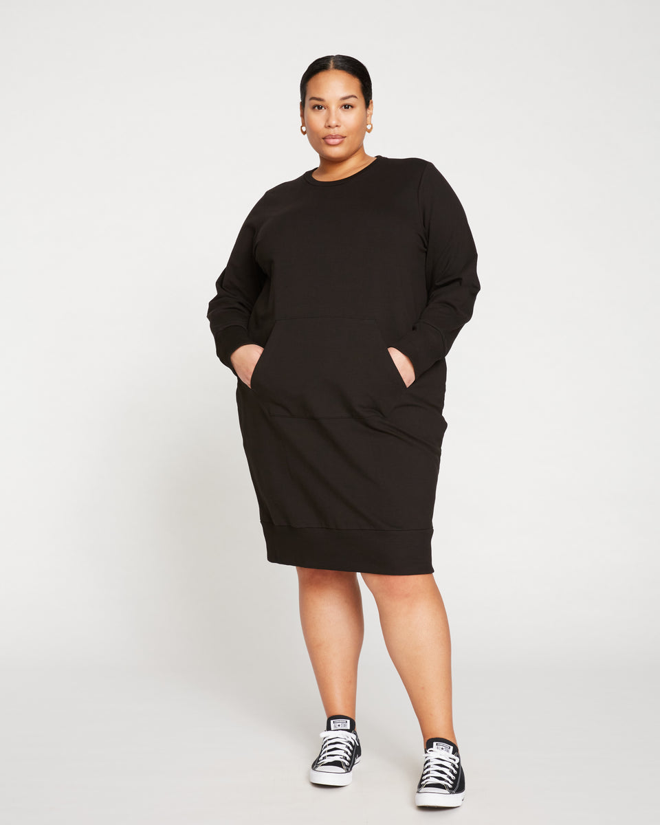 Classic Light Terry Sweatshirt Dress - Black Zoom image 0