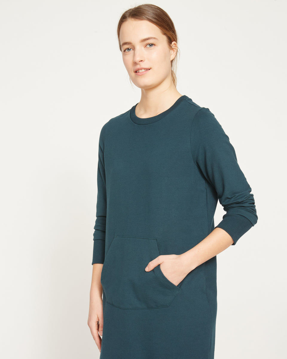 Classic Light Terry Sweatshirt Dress - Deep Sea Zoom image 1