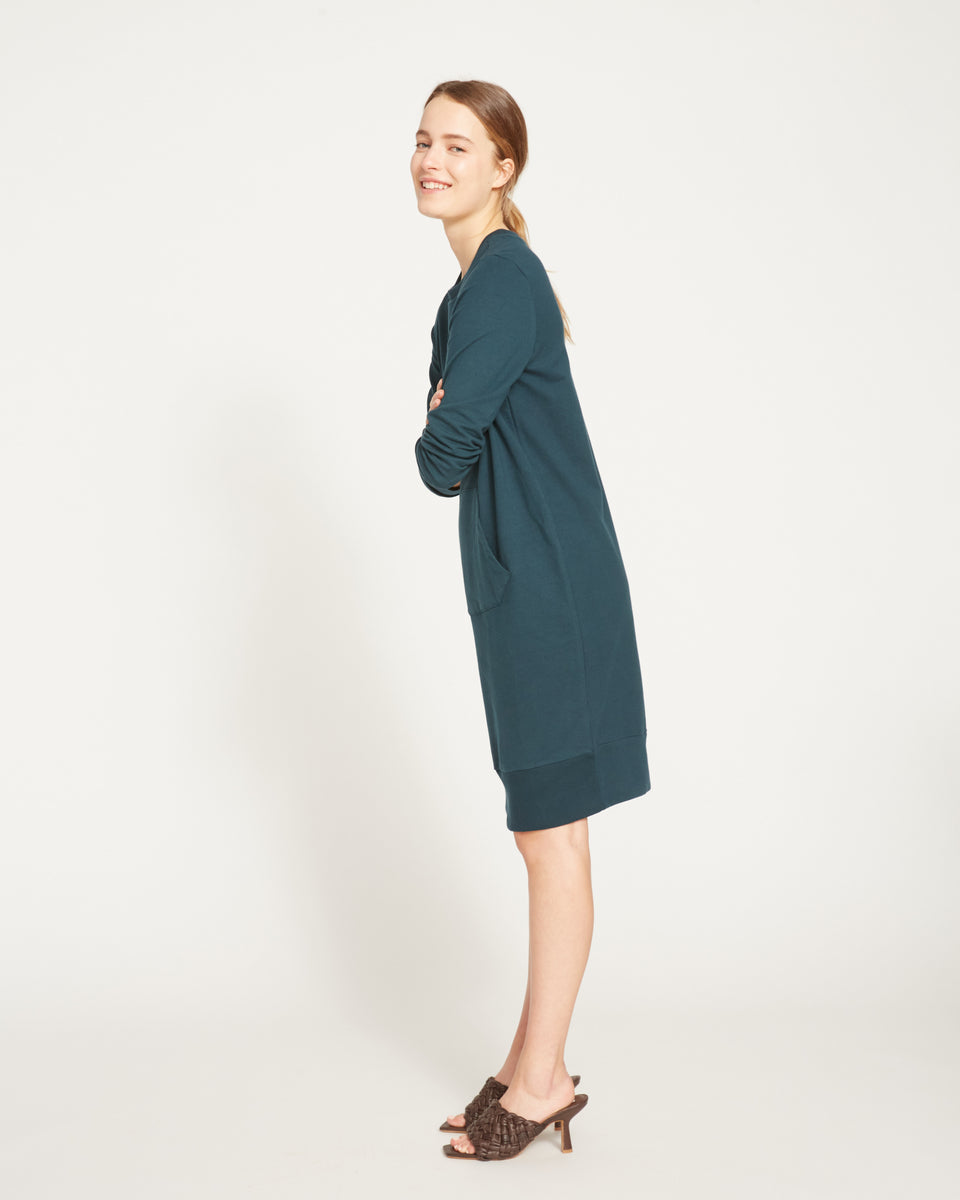 Classic Light Terry Sweatshirt Dress - Deep Sea Zoom image 3