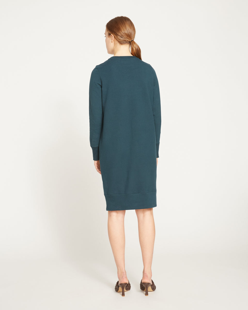 Classic Light Terry Sweatshirt Dress - Deep Sea Zoom image 4