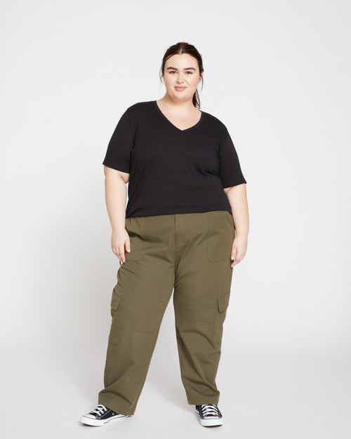 Faye Stretch Cotton Twill Boyfriend Crop Pants - Emerald