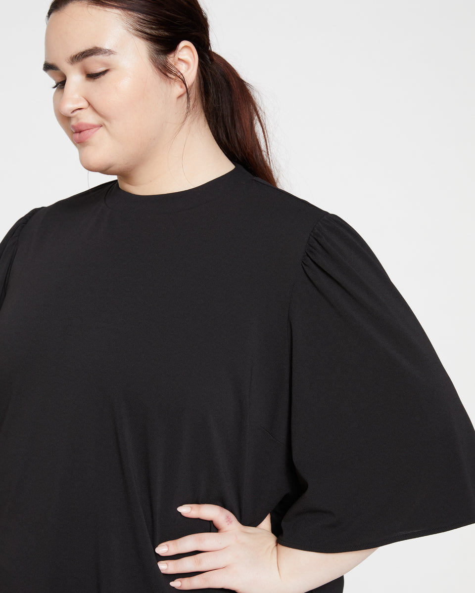 Crepe Jersey Capelet Blouse - Black Zoom image 1