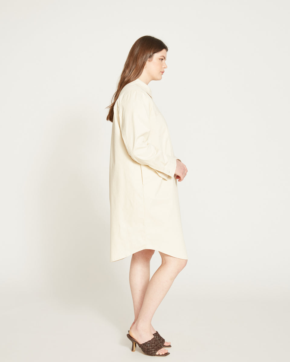 Carefree Stretch Twill Shirtdress - Ivory Zoom image 2