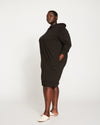Classic Light Terry Hoodie Sweatshirt Dress - Black thumbnail 3