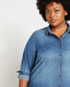 Minimalist Stretch Cotton Chambray Shirt - Vintage Indigo thumbnail 0