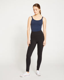 American Apparel Navy Blue Pintuck Leggings Thick Ponte Ink 2XS / 00 NEW