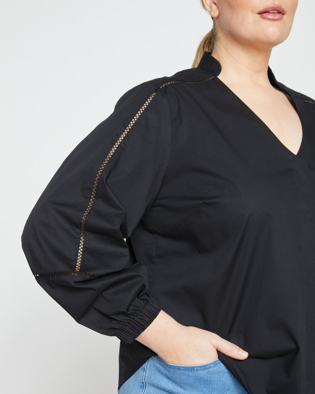 Saint-Honore Poplin Blouse - Black - image 0