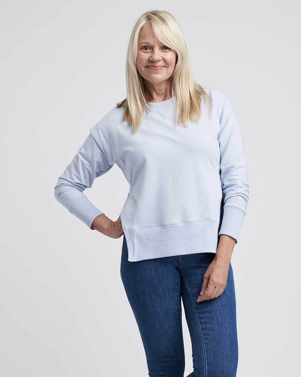 Classic Light Terry Open Side Sweatshirt - Light Blue Zoom image 0