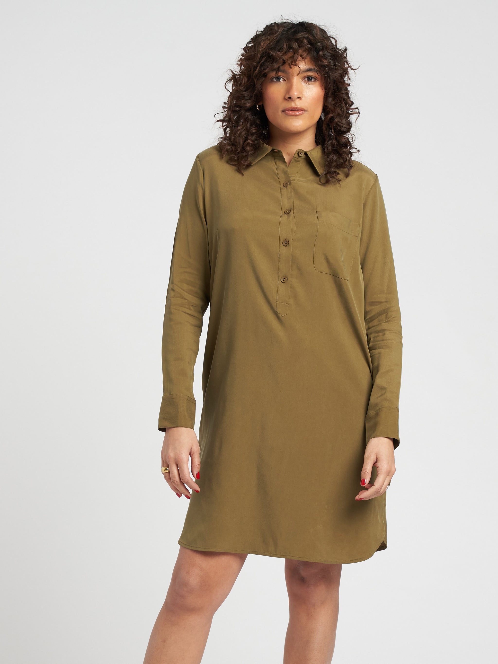 Cupro Rubicon Shirt Dress - Olive | Universal Standard